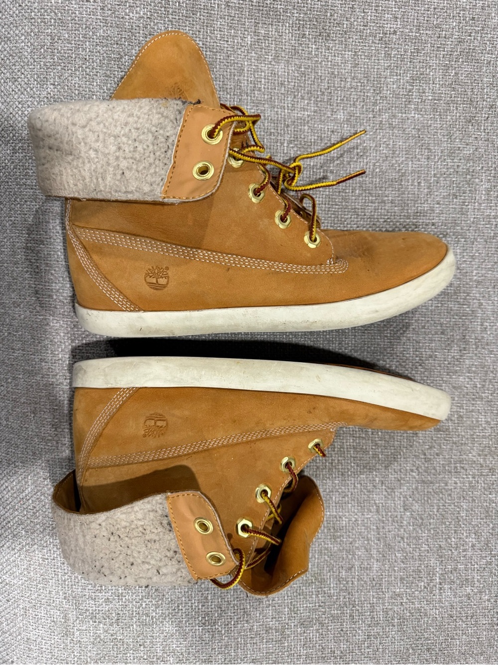 Timberland Wheat Suede Lace-Up Fold-Down Ankle Boots